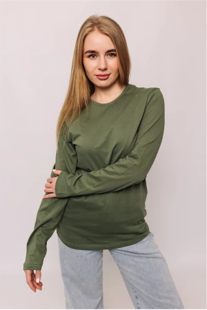 Женский легкий базовый оливковый лонгслив