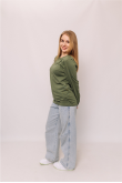 Женский легкий базовый оливковый лонгслив