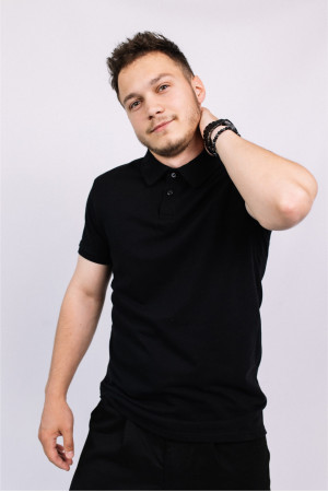 Мужская Черная футболка Поло с классическим воротником