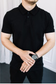 Мужская Черная футболка Поло с классическим воротником