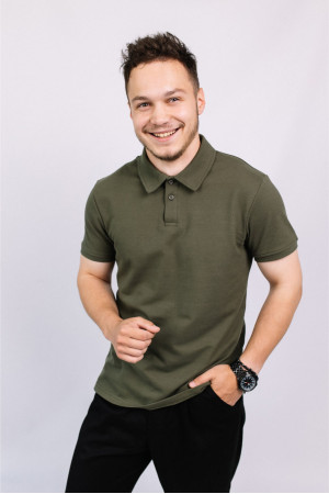 Мужская Оливковая футболка Поло с воротником форма нгу