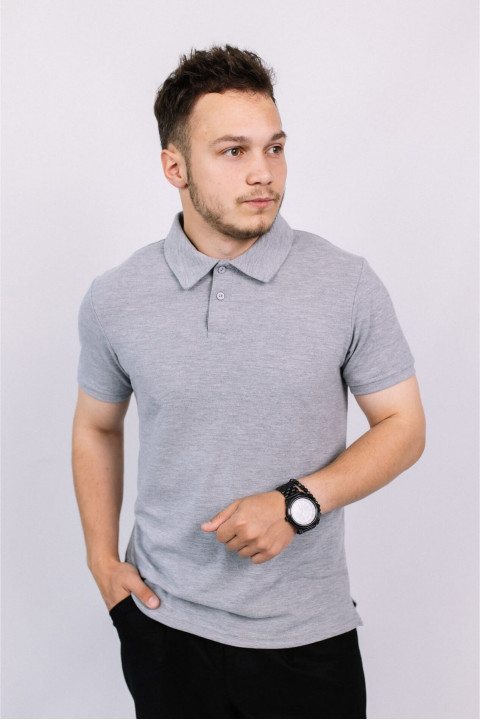 Чоловіча Світло сіра меланж футболка Поло з коміром класична