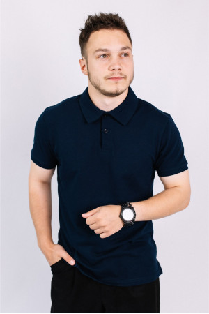 Мужская футболка Поло с воротником Темно-синего цвета
