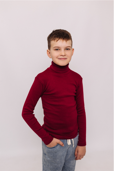 Детский Бордовый гольф водолазка базовый классический