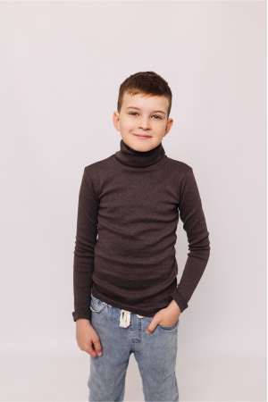 Детский Коричневый гольф водолазка базовый классический для мальчика