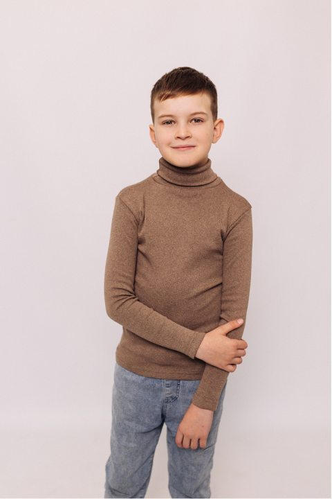 Детский гольф светло-коричневый базовый классический для мальчика