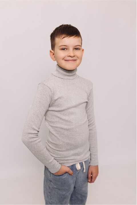 Детский гольф светло-серый Меланж базовый для мальчика