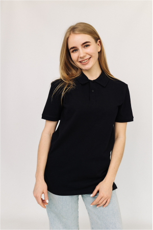 Жіноча Чорна футболка Поло з коміром класична