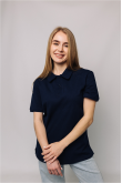 Жіноча футболка з коміром Поло Темно-синього кольору