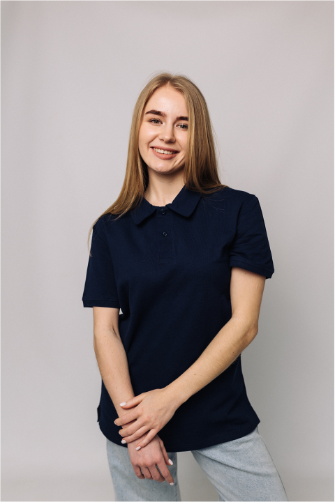 Жіноча футболка з коміром Поло Темно-синього кольору