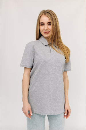 Жіноча Світло сіра меланж футболка Поло з коміром класична