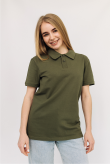 Женская Оливковая футболка Поло с воротником нгу