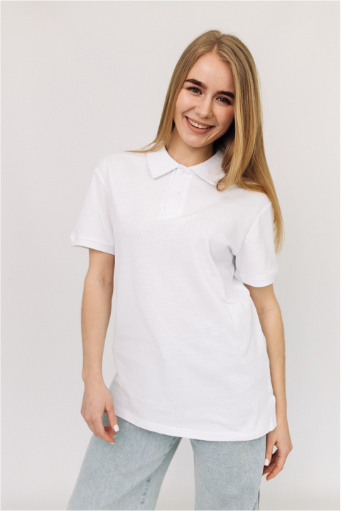 Жіноча Біла футболка Поло з коміром класична