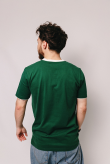 Мужская Темно-зеленая футболка на пуговицах