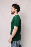 Мужская Темно-зеленая футболка на пуговицах