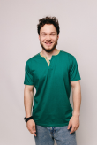 Мужская Зелена футболка на пуговицах