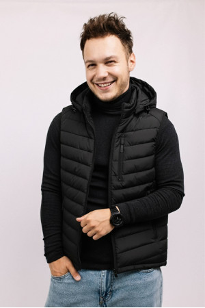 Мужская чорная жилетка с карманом